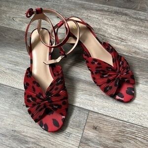 CAbi shoes toeless animal print stappy unique animal print red black size 9